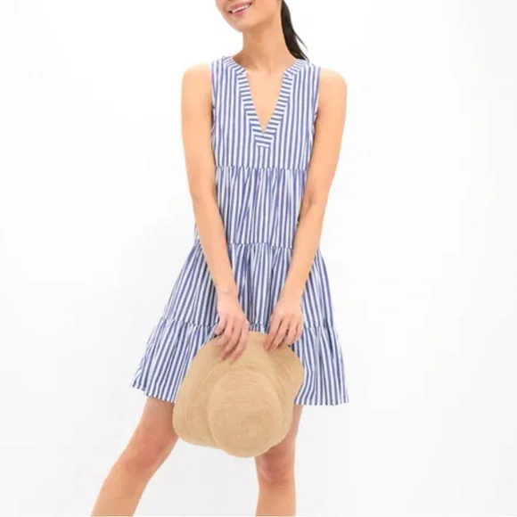 Tuckernuck Pomander Place Kenzo Blue & White Striped Cotton Poplin Sun Dress - Picture 3 of 15